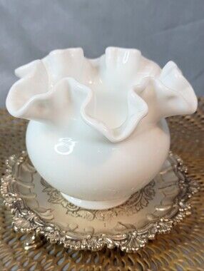 Fenton Milk Glass Rose Bowl Vase